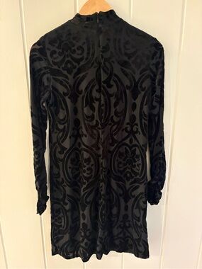 Ronni Nicole Black Velvet Burnout Long Sleeve Dress